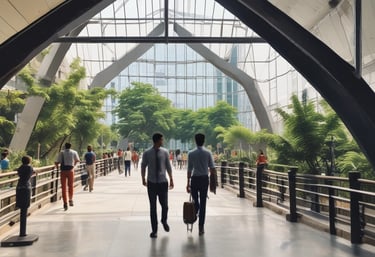 A diverse group of professionals collaborating in a modern office setting.