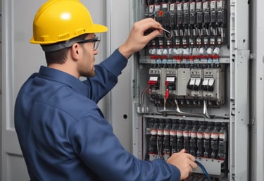 Close-up of modern security cameras and smart home automation devices in a stylish living room.