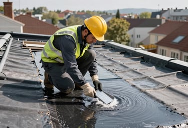 a man riding a skateboard down a street next to tall buildings