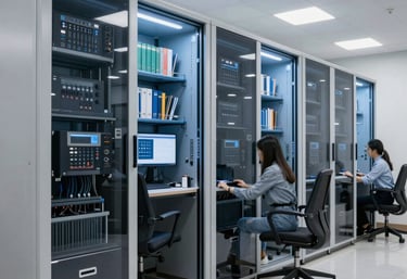 man inside computerized room