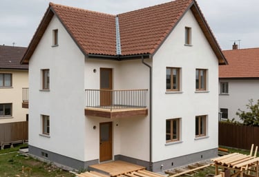Modern living room renovation with fresh paint and new flooring.
