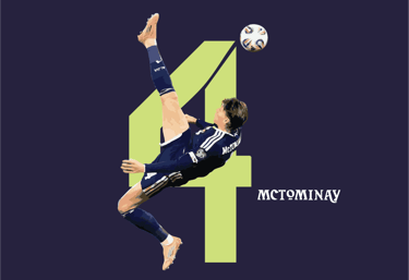 Scott McTominay scoring a world record breaking bicycle kick for Scotland's first goal 