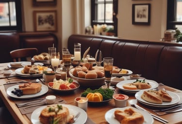 Cozy interior of Brasserie de Drie Esschen with warm lighting and wooden accents.