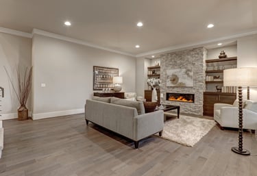 Modern finished 500 square foot basement remodel with open living area.
