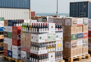 A bustling port in Doral, Florida with containers being loaded for international shipment.