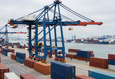 Close-up of assorted wine bottles and soft drinks ready for export.