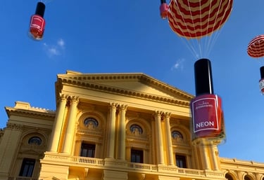 Cinematic CGI scene with floating objects and architectural building by VFX studio Hoshi Films