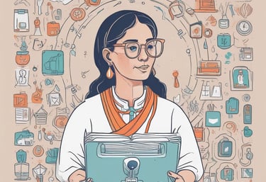 A diverse group of people using laptops and smartphones together in a bright community center.