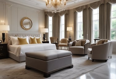 A professional technician carefully polishing a hardwood floor in a stylish living room.