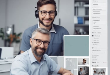 A sleek digital interface showcasing vibrant purple and blue gradients with smooth animations.