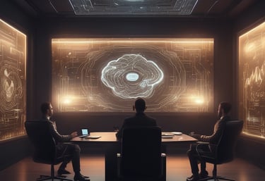 A professional consultant reviewing data analytics on a sleek laptop in a modern office.