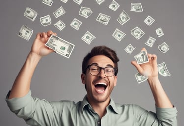 A smiling business owner reviewing IPTV service plans on a tablet in a cozy office.