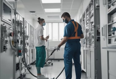Organized medical products neatly stocked on shelves in a supply warehouse.