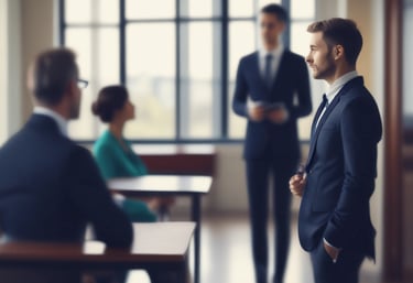 A professional consulting with a client over data privacy documents.