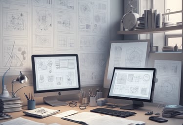 A warm, inviting workspace with a laptop open to a digital guide on peptides.