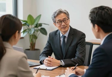 A professional handshake between a banker and a commercial loan advisor in a modern office.