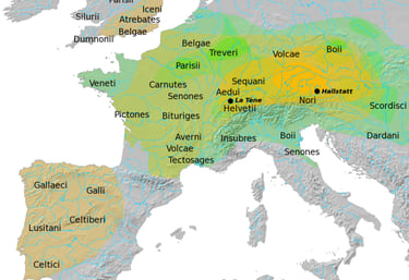 Map of Halstatt and LaTene material cultures