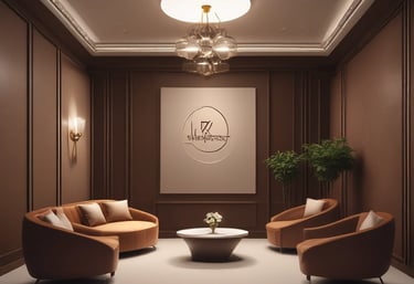 A serene beauty salon interior with soft lighting and elegant decor focused on eyelash treatments.