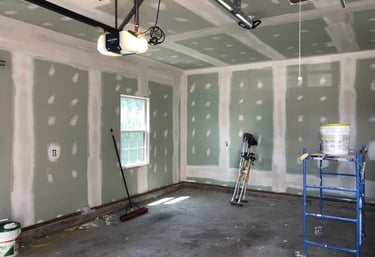 granby ma garage drywall taping job