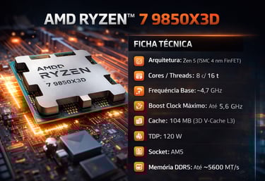 processador para desktop AMD Ryzen™ 7 9850X3D Ficha Tecnica