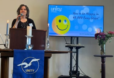 Cynthia Paulsen speaking on happiness