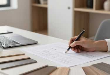 a man riding a skateboard down a street next to tall buildings