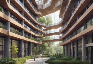 A modern architectural design blending nature and technology.