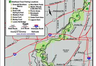 Rocky River Steelhead Trout Fishing Map