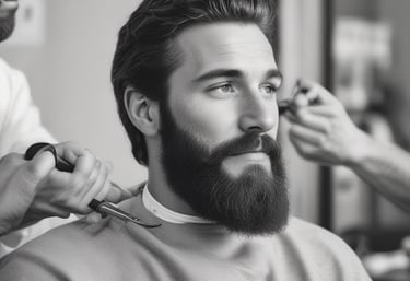 Close-up of a man enjoying a refreshing facial treatment with soothing lighting.
