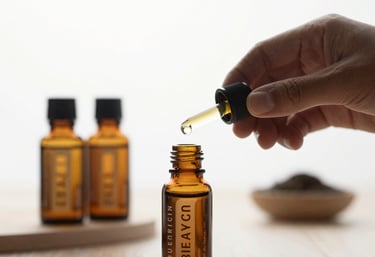 Aromatherapy oils and candles arranged elegantly in a peaceful treatment room.
