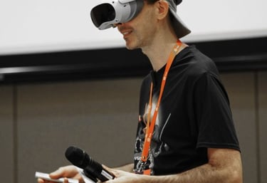 Lazius Kaye, Founder of VRDJ presenting at AWE ASIA in Singapore.