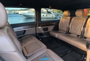 Comfortable leather seats inside a Mercedes V-Class used for private customized tours in Provence
