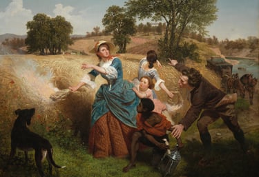 Mrs. Schuyler Burning Her Wheat Fields on the Approach of the British painting