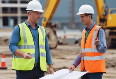 Technician verifying waste management documentation on-site.