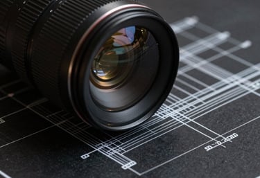 A close-up of a black blueprint with thin white lines. Professional architectural drafting style. High contrast, precise, and technical.