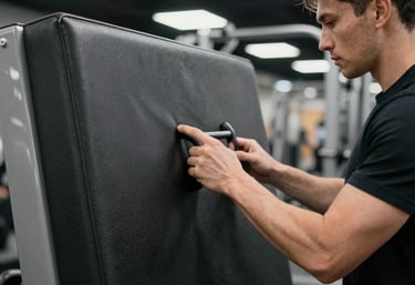 a man riding a skateboard down a street next to tall buildings