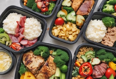 Food truck parked at a lively community event with customers enjoying meals outdoors.
