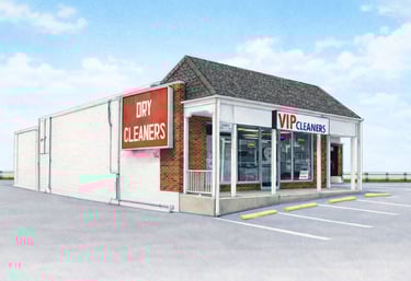 VIP Cleaners Storefront. Dry Cleaner and Alterations shop in Kansas City, MO.