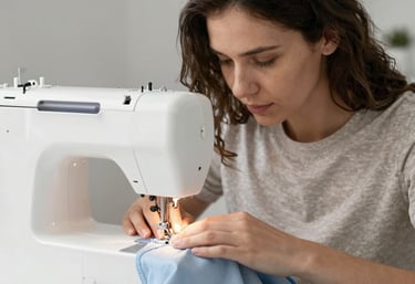 Mujer cociendo ropa para mascotas