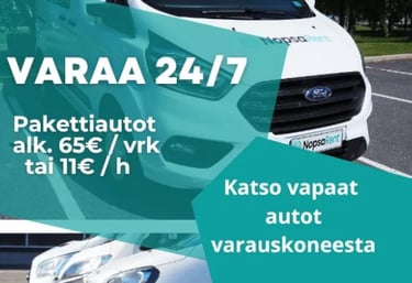 Pakettiautot alkaen 11€/h, 65€/pv Suuret ja pienet pakettiautot - laaja valikoima
