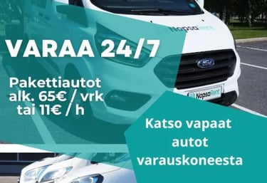 Pakettiautot alkaen 11€/h, 65€/pv Suuret ja pienet pakettiautot - laaja valikoima