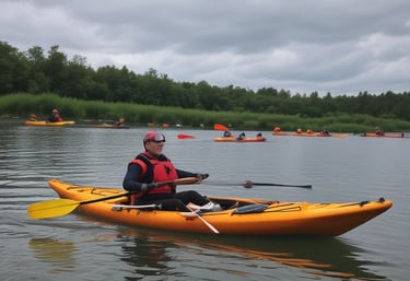 A warm, candid photo of a community fundraiser event with smiling volunteers and happy participants.