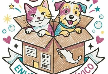 gato y perro en caja envíos a todo México
