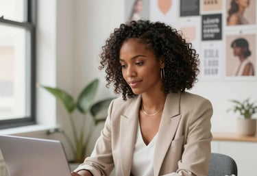 A sleek digital portrait of a confident executive in a modern office setting.