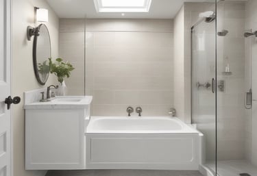 Before and after images of a stunning bathroom remodel.