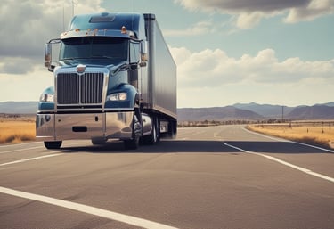 Image of a fleet of trucks on a highway illustrating the transportation division's logistics services.