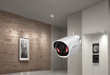 Close-up of a surveillance camera mounted on a building exterior.