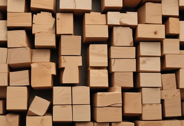 Close-up of sturdy wooden pallets stacked neatly in a warehouse.