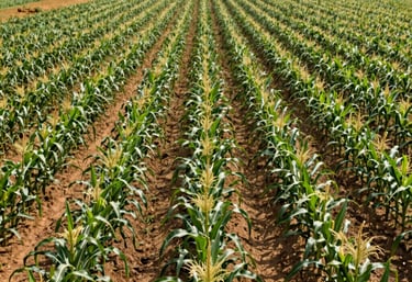 Illustration of a tractor following a straight GPS-guided path across a green field under a clear sky.