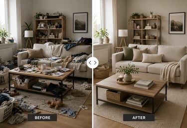 Before and after home organization transformation